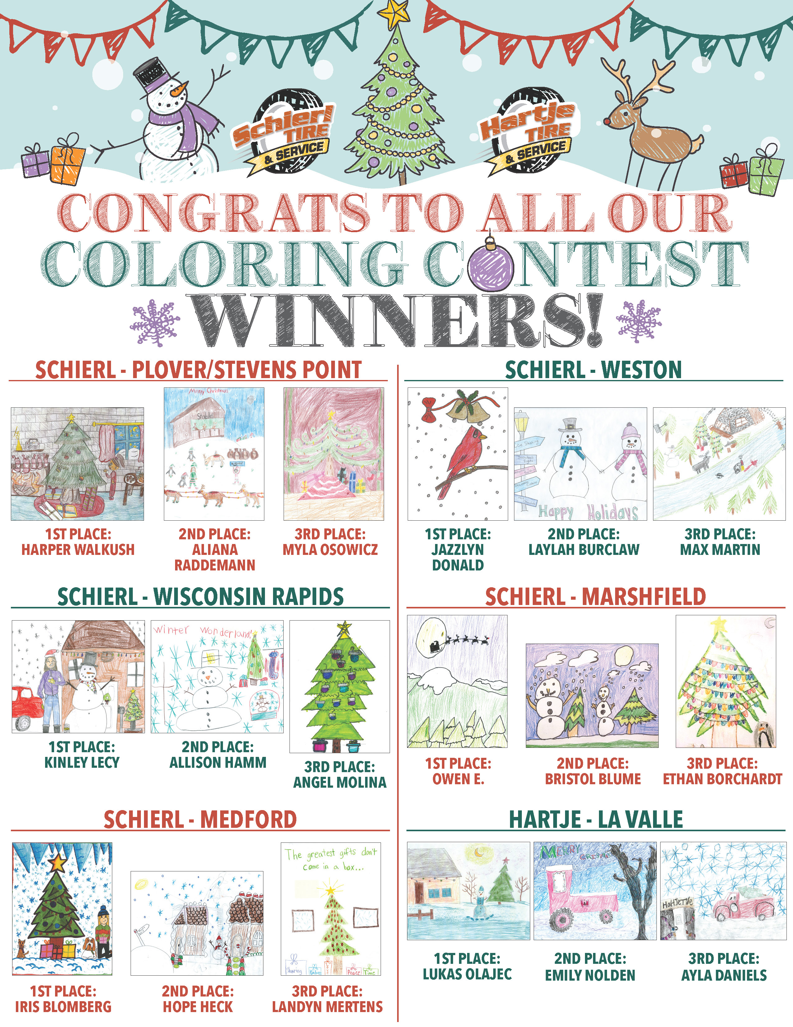 2022 Holiday Coloring Contest Winners - Wisconsin Rapids, WI